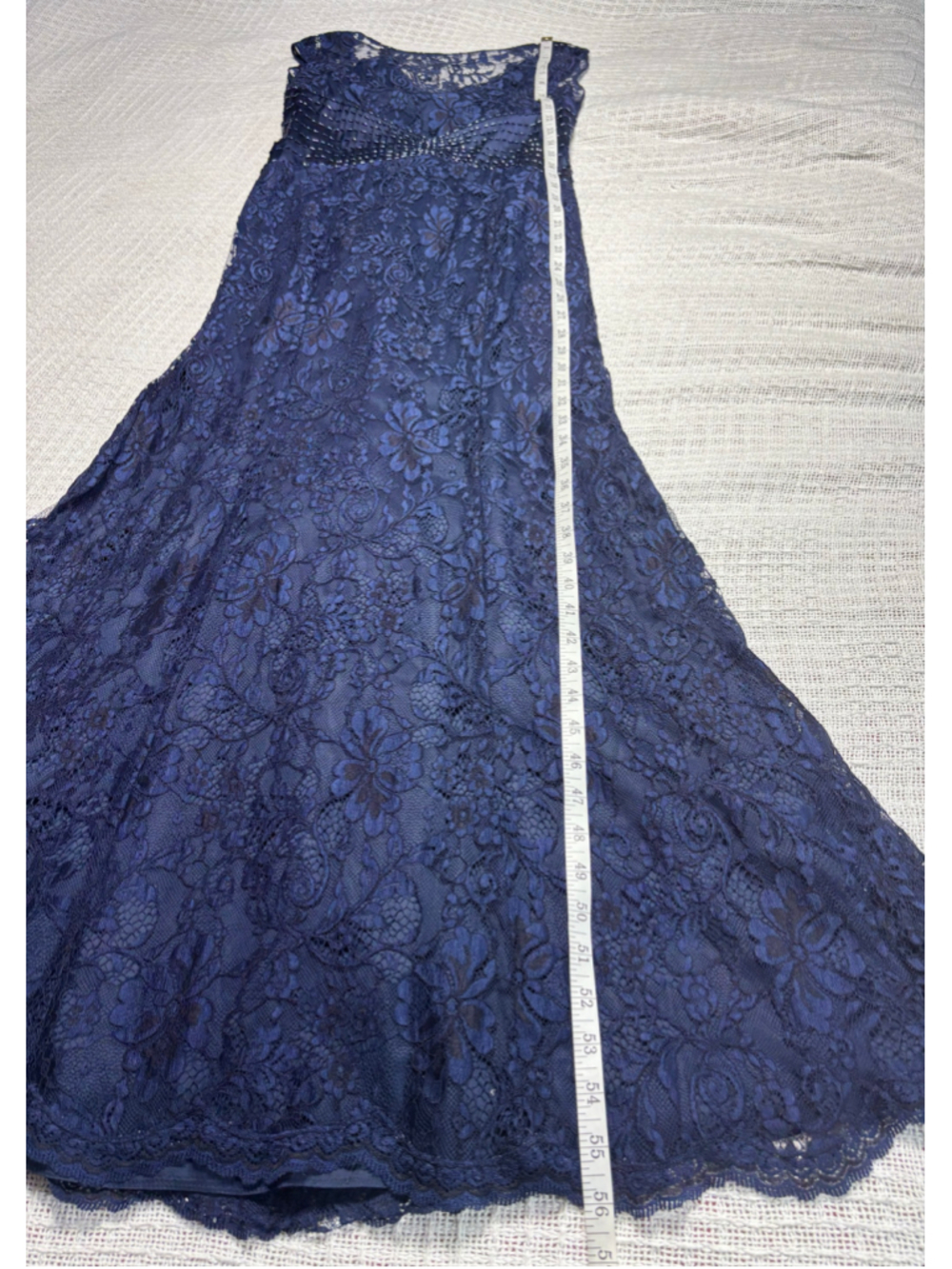 Jade Couture by Jasmine Navy Blue Lace Evening Gown Wedding Formal SZ 6 EUC - Picture 5 of 13